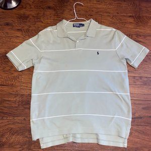 Medium tea green with white stripes short sleeve Ralph Lauren Polo